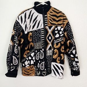 Vintage Modi Denim Sequin Jacket Medium